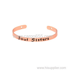 Newest Jewelry Simple Soul Sisters Letter Open Stainless Steel Friendship Bangle&Bracelets For Women