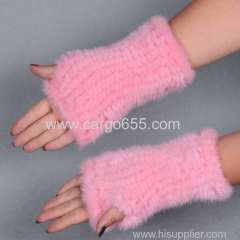 Fashion plush cuty winter warm real mink fur gloves mittens of lady