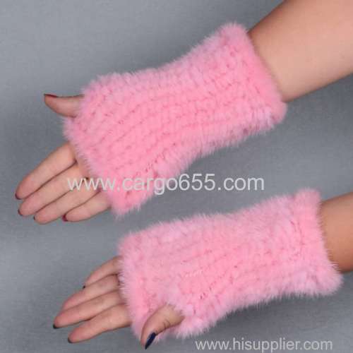 Fashion plush cuty winter warm real mink fur gloves mittens of lady