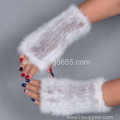 Fashion plush cuty winter warm real mink fur gloves mittens of lady