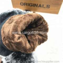 Casual Fashion Real Fur Trim Cuff Glove Winter Warm Women Sheepskin Leather Mitten