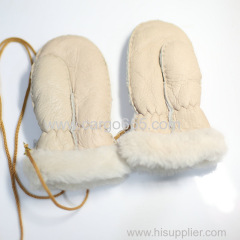 Sheepskin Fur kids Mittens Winter Warm Glove