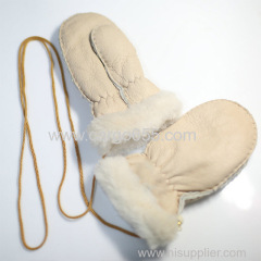 Sheepskin Fur kids Mittens Winter Warm Glove