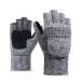 Women Men Half Mitten Suede Palm Winter Wool Knitted Gloves