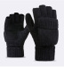 Women Men Half Mitten Suede Palm Winter Wool Knitted Gloves