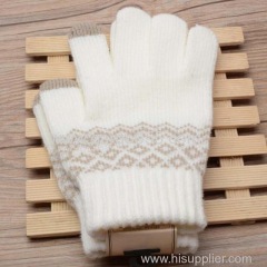 wool Knit Warmer Christmas Heart Snowflake Mittens Use Smartphone Screen Gloves Stretch Snow Knitted Gloves For Women Me