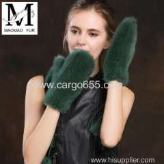Lady Mink Fur Gloves/Mitten Fur Finger Gloves/Knitted Mink Fur Women Gloves