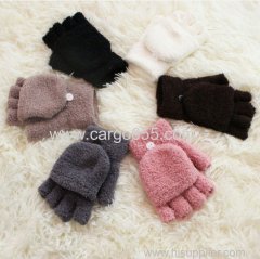 Soft winter warm fingerless gloves with mitten cover