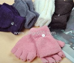 Soft winter warm fingerless gloves with mitten cover