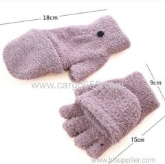 Soft winter warm fingerless gloves with mitten cover