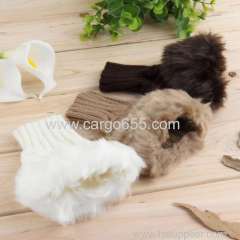 Fashion Women Ladies Fingerless Fur Winter Warm Wrist Knitted Wool Mitten Gloves