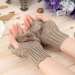 Fashion Women Ladies Fingerless Fur Winter Warm Wrist Knitted Wool Mitten Gloves