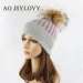 Fancy Winter Knit High Quality Plain Hat Beanies With Large Fur Pompom