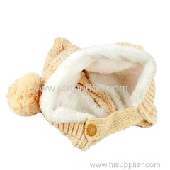 Plain Knit striped Baby Winter Warm with pompom Hat winter korean hat