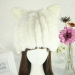 White cat ear hat cap handmade winter lady girl rabbit fur knitted hats