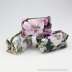 Beautiful Flower Printed PU Leather Makeup Bag Cosmetic Bag