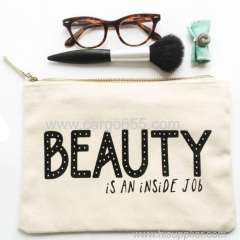 Print zipper small makeup bag canvas makeup bag