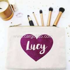 Print zipper small makeup bag canvas makeup bag