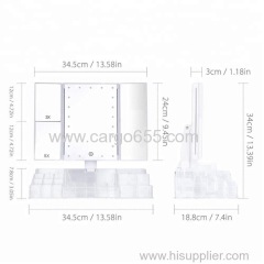 Illuminated Mirror Touch Screen Acrylic Cosmetic Make Up Organizer With Led Mirror Light