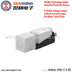 SENSONG Factory 40x40mm Analog Inductive Proximity Sensors 4-20mA Output 0-10VDC Output Non-Shielded