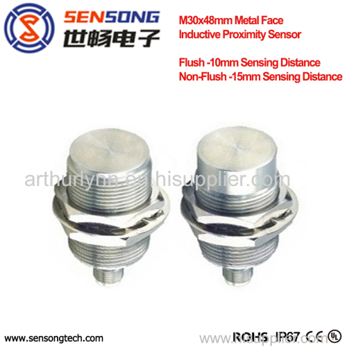 SENSONG Factory M30 Metal Steel Face Inductive Proximity Sensor Flush 10mm Sensing Distance 2 Wire NO NC M12 Connector
