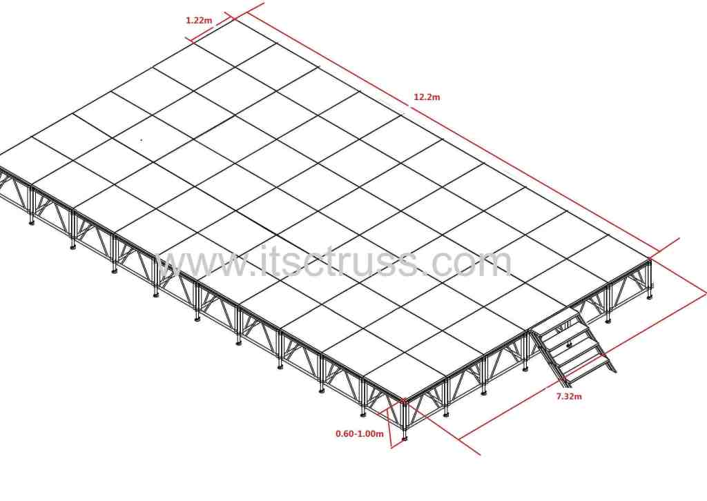 Portable Stage with  7.32m * 12.2 m *0.6-1m