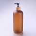 800ml frosted amber PET plastic bottle boston round bottle with bamboo lotion pump