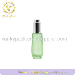 Light cyan color Glass serum bottle with silver dropper