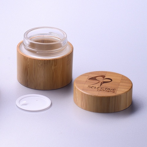 Bamboo jar 100g cream jar personal care face cream double wall jar with glass inner jar and pp cap