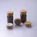 100ml amber pill jar capsule glass bottle with bamboo child proof CR lid