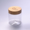 500g clear pet jar with bamboo cap plastic cosmetic jar
