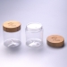 250g clear transparent pet jar cosmetic jar with bamboo cap screw cup lid plastic jar with wooden cap