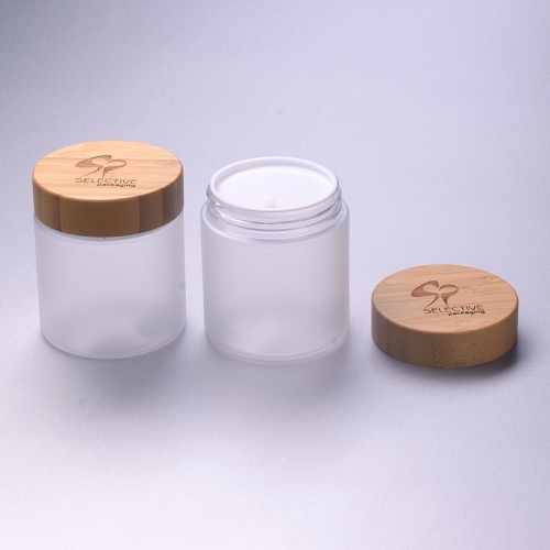 250g frosted clear pet jar with bamboo cap eco-friendly packaging