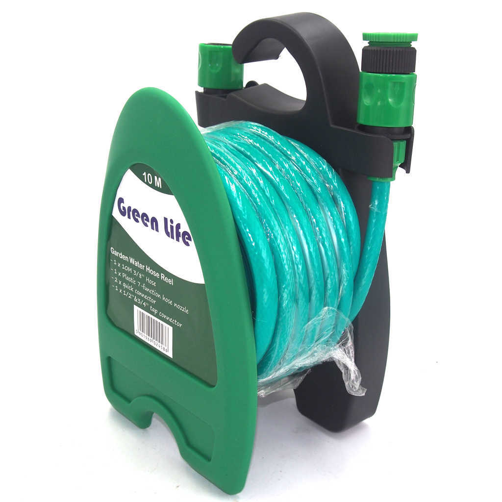 portable garden hose reel with water hose pipe.