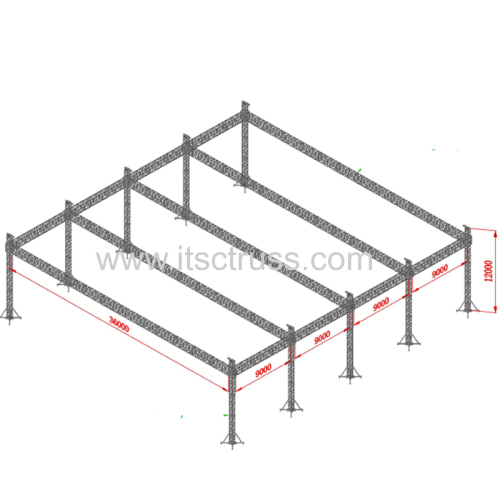 10 Pillars 120x120x40ft Aluminum Truss Flat Roof for Concerts Events