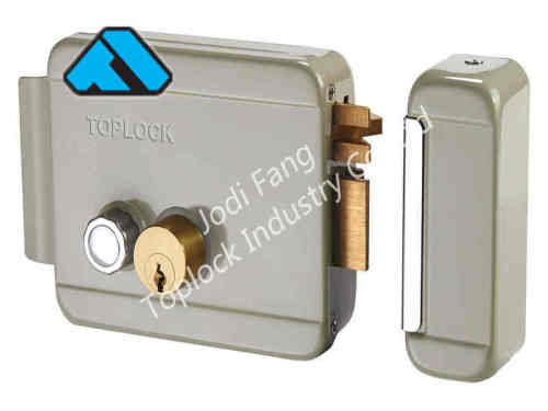 Electric Rim Locks for Gates with Double Cylinder Yellow Color
