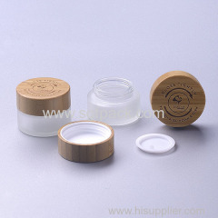 15g frosted glass jar with bamboo child resistant cap eco-friendly cream jar