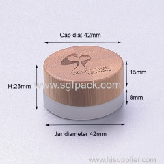 5g frosted glass jar with bamboo cap