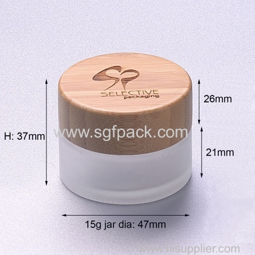 15g frosted glass jar with bamboo cap