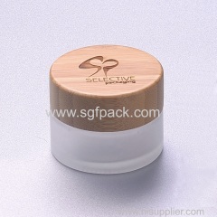 15g frosted glass jar with bamboo cap eco-friendly cosmetic cream jar