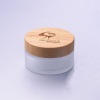 100g frosted glass jar with bamboo cap eco friendly cream jar cosmetic packaging customize jars jar bamboo lid