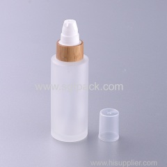 50ml frosted glass bottle with bamboo pump eco friendly cosmetic packaging