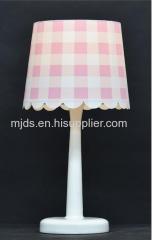 Gingham Shade Kids Table Lamp For Girl's Studyroom/Bedroom