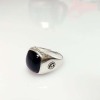 925 Sterling Silver 15mmx15mm Black Onyx Men Ring