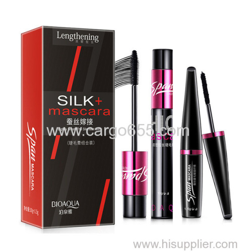 Waterproof Cosmetics Black Silk Mascara Makeup Set Eyelash Extension Lengthening Volume 3D Fiber Mascara