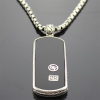 925 Sterling Silver Black Agate Dog Tag Men Necklace