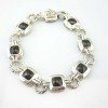 925 Sterling Silver Black Agate Renaissance Gemstone Bracelet