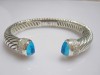 925 Sterling Silver 10mm Blue Topaz Waverly Cuff Bracelet