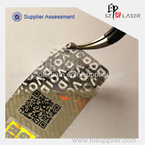 Hologram Security Void Sticker with Variable QR Code