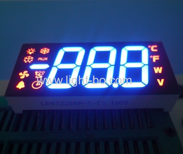 Customized multi-colour triple digit 7 segment led display common anode for Refrigerator